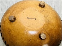 Wooden 3 Legged Bowl, Says Munising on Bottom