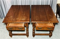 2 Matching End Tables w/Drawers, some spots on