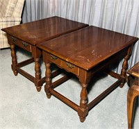 2 Matching End Tables w/Drawers, some spots on