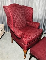 Maroon High Back Sitting Chair with Foot Stool