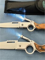2 Folding Knives w/ Sheaths, both have