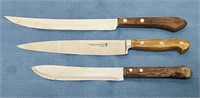 3 Kitchen Knives, JA Henckels, Oneida, Sears