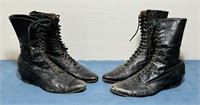 2 Pair of Very Old Womens Leather Shoes/ Boots,