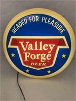 Valley Forge Round Lighted Beer Sign.