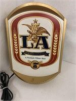 "LA" Premium Pilsner Lighted Beer Sign.