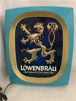Lowenbrau Curved Frame Lighted Beer Sign.