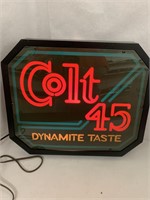 Colt 45 Malt Liquor Lighted Beer Sign.