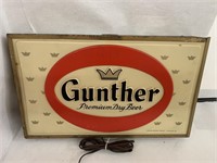 Gunther Premium Dry Lighted Beer Sign.