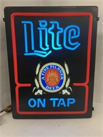 Miller Lite On Tap Lighted Beer Sign.