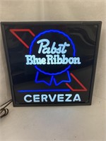 Pabst Blue Ribbon CERVESA Lighted Beer Sign.