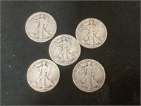 Walking Silver Half Dollars,1936,1941,1942(2):1944