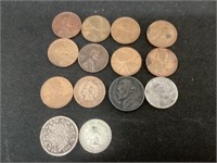 Wheat Cents,Silver Nickel,V Nickel & Canada Dime
