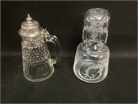 Victorian Crystal Syrup and Night Stand Water Set