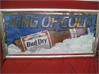 Vintage Huge Rarer Bud Dry "King of Cold" Bar Sign
