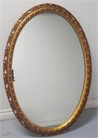 1950s Hollywood Regency Oval Mirror Gold Gilt