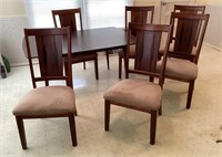 Dining room table, 6 chairs, 2 leaves