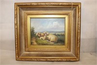 Oil on canvas 3 Sheep Resting 15.5" x 18"