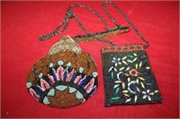 2pc Antique beaded Purse w/ hand strap