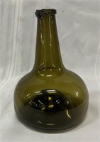 Olive Amber Dutch Onion Bottle 7 1/4"H Pontil