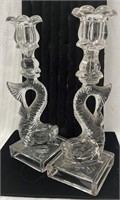 Pr. Sandwich Colorless Dolphin Candle Sticks