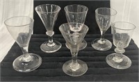 (6) Open pontil wines or cordials 4 1/2"H tallest