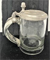 Early Blown Glass & Pewter Stein 1708