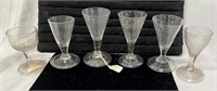 (6) Open Pontil Wines or Cordials 4 1/2" tallest