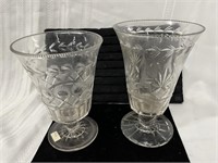 (2) Pittsburgh Strawberry Cut Glass Celery or Vase