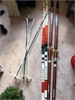 2 Pairs of Vintage Cross Country Skis & Poles -W