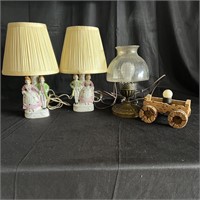 Figurine base, Wooden & Brass Lamp - YE