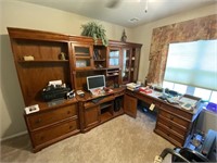 L-Shaped Wood Office Desk w/Hutch & Cabinet 75"