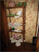 shelf w/glassware & decorations
