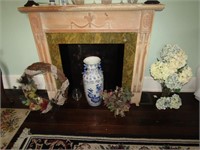fireplace mantel & all decorator items