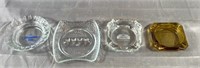 Lot of 4 Glass Advertising Ashtrays