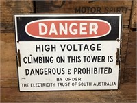 Original Enamel Double Sided Danger High Voltage
