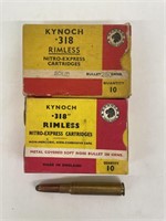 (19 Rds) .318 Rimless Ammo 250gr Solid