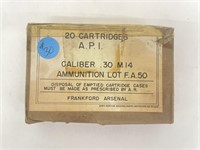 (20 Rds) 7.62x51 Ammo .30 M14 A.P.I.