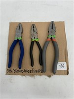 (3) Broad Nose Pliers-Used