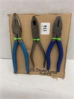 (3) Assorted Broad Nose Pliers-Used