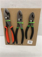 Lot  Of (3) New Slip Joint Pliers.