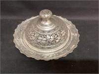 Vintage Heavily Decorated Aluminum Butter Dish