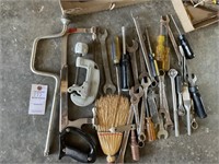 Assorted Wrench, Broom, Assorted Screwdrivers,