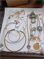 Lot of Costume Necklaces and Glass Hand Made