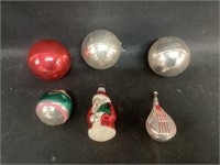 Six Vintage Christmas Tree Ornaments