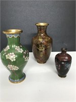 3 cloisonné vases