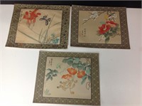 3 chinese paintings on silk