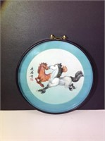 Mother of pearl pair of horses plaque chinese