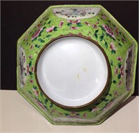 Lime green cantonese enamrl octagonal bowl