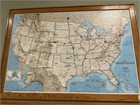 70 in Tall USA Map w/ Wooden Frame