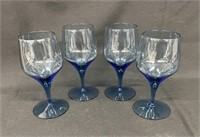 (4) Morgantown Vision Blue 6" Claret Wine Glasses